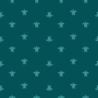 Seamless pattern sea turtles. Cute marine turtle in doodle style. vector