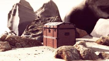 treasure chest in sand dunes on a beach video