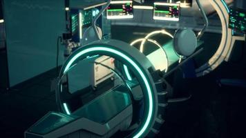 futuristic sci fi MRI Scanner medical equipments in hospital video