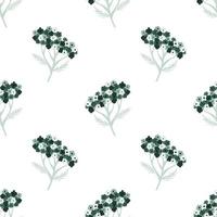 Isolated botanic seamless pattern with blue yarrow ornament. White background. vector