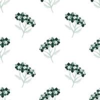 Isolated botanic seamless pattern with blue yarrow ornament. White background. vector