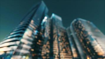 Abstract blurred bokeh at night of city as for business district background video