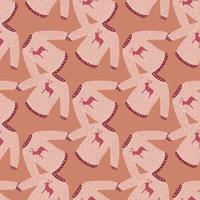 Winter fashion style seamless pattern with simple sweater ornament. Beige background. vector