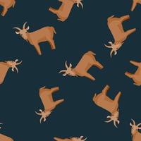 Seamless pattern of goat. Domestic animals on colorful background. Vector illustration for textile.