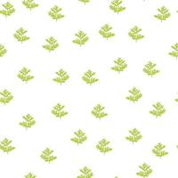 Seamless pattern wormwood on white background. Beautiful plant ornament summer green color. Random texture template for fabric. vector