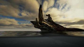 ocean seascape with sky and ocean wave splitted by waterline to underwater part video