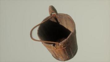 Old used rusted wooden bucket video