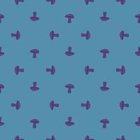 Geometric abstract style seamless pattern with purple Leccinum scabrum mushroom print. Blue background. vector