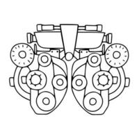 foróptero aislado sobre fondo blanco. elemento óptico para oftalmología, corrección de la visión, diagnóstico ocular en forma de garabato. vector