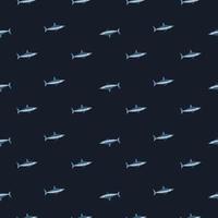 Seamless pattern shark Mako on black background. Animal templates for fabric. vector