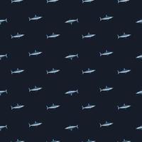 Seamless pattern shark Mako on black background. Animal templates for fabric. vector