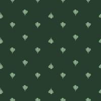 Seamless pattern bunch mangold salad on dark green background. Minimalism ornament with lettuce vector