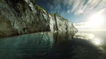 panoramic view of nice rocky huge cliff and sea video