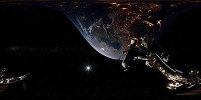 Timelapse ISS in virtual reality 360 degree video. International Space Station video