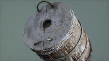 Old used rusted wooden bucket video