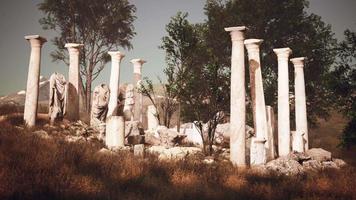 ancient roman ruins with broken statues