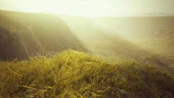 golden rocks and grass in mountains video