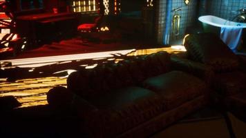 sci fi futuristic interior with neon lights video