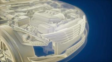 animación holográfica del modelo de coche de estructura metálica 3d video