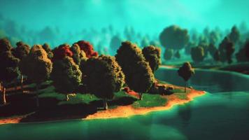 Cartoon Green Forest Landscape with Trees and lake video