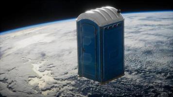 Portable street WC toilet cabin on Earth orbit video