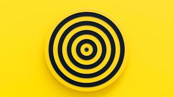 Dartboard black and yellow for background. Aim or goal concept. 3D Render photo