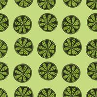Organic seamless pattern with green decorative lime slice shapes. Green colors artwork. Nature food backdrop. vector