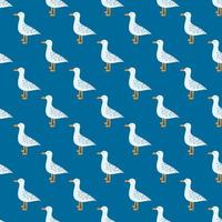 Seagulls standing seamless pattern. Background of sea birds. vector