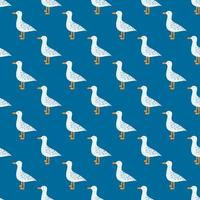 Seagulls standing seamless pattern. Background of sea birds. vector