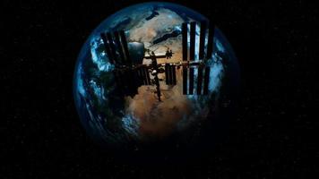 International Space Station in outer space over the planet Earth orbit video