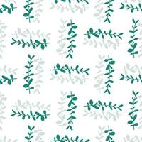 Geometric style seamless pattern with herbal botanic eucalyptus ornament. Isolated leaves backdrop. vector