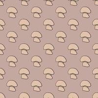 Decorative seamless pattern with pink outline champignon silhouettes. Pale tones autumn style. vector