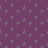 Decorative seamless pattern with little gypsophila print. Purple background. Floral blossom backdrop. vector
