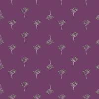 Decorative seamless pattern with little gypsophila print. Purple background. Floral blossom backdrop. vector