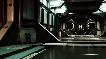 Futuristic interior of Spaceship corridor with light video