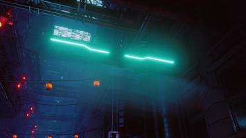 neonlichter der futuristischen sci-fi-stadt video