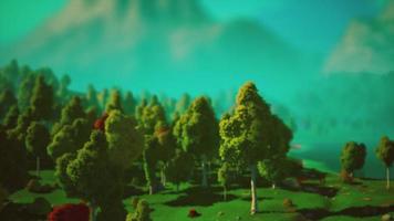 Cartoon Green Forest Landscape with Trees and lake video