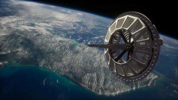 futuristic Space satellite orbiting the earth video