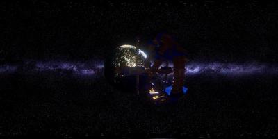 ISS in virtual reality 360 degree video. International Space Station Orbiting video