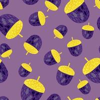 Bright seamless pattern with random chestnut yellow elements. Purple background. vector