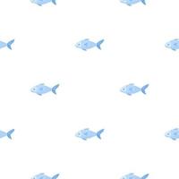 Seamless pattern fish on white background. Simple ornament with sea animals. vector