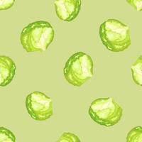 Seamless pattern iceberg salad on pastel green background. Simple ornament with lettuce. vector