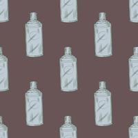 Seamless pattern retro chinese bottle on brown background. Geometrical texture template for menu restaurant. vector
