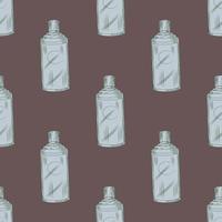 Seamless pattern retro chinese bottle on brown background. Geometrical texture template for menu restaurant. vector