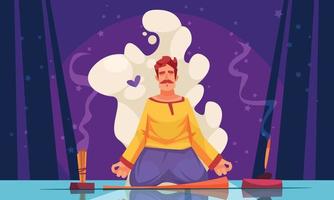 Meditation Yoga Cartoon Composition vector