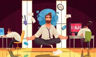 composición de dibujos animados de yoga de meditación vector