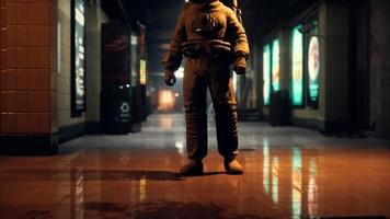 astronaute au métro souterrain video