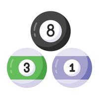bolas con números, icono plano de bolas de billar vector