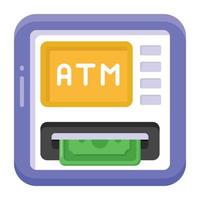 An atm in a flat icon, cash withdrawal vector