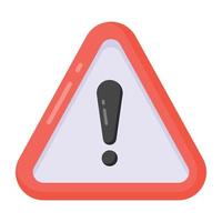 A warning sign in flat editable design vector